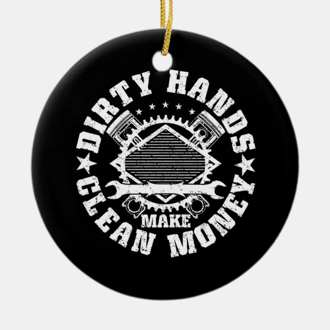 Ornamento De Cerâmica Mãos Sujas Fazem Mecano Mecânico Com Dinheiro Limp (Frente)