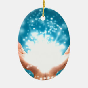 Ornamento De Cerâmica Mãos verdes para cicatrização chakra Reiki ener