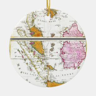 Ornamento De Cerâmica Mapa 1710 de Ottens de 3Sudeste Asiático Singapor