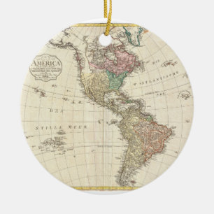 Ornamento De Cerâmica Mapa 1796 de Mannert do norte e da Ámérica do Su