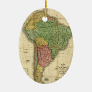 Ornamento De Cerâmica Mapa 1826 de Ámérica do Sul do vintage por Antho