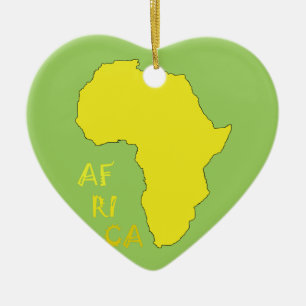Ornamento De Cerâmica Mapa Africano Amarelo Funky