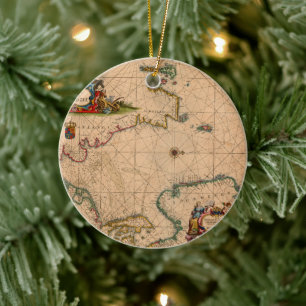 Ornamento De Cerâmica Mapa antigo antigo inspirado (1)