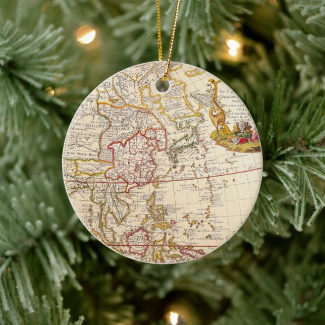 Ornamento De Cerâmica Mapa antigo antigo inspirado (6) (Árvore)
