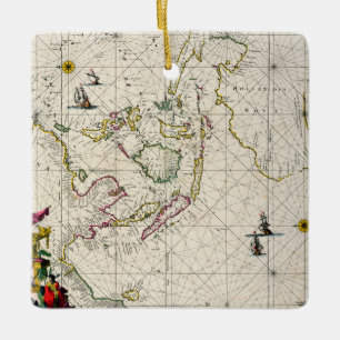 Ornamento De Cerâmica Mapa antigo das Índias do leste