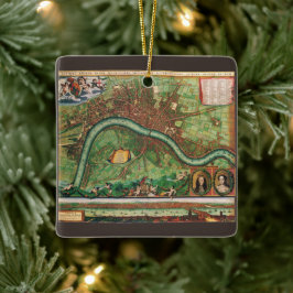 Ornamento De Cerâmica Mapa Antigo das Ruas de Londres por Johannes de Ra