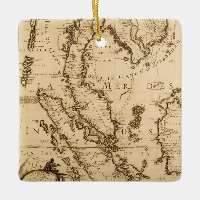 Ornamento De Cerâmica Mapa antigo de 3Sudeste Asiático | 1687 (Frente)