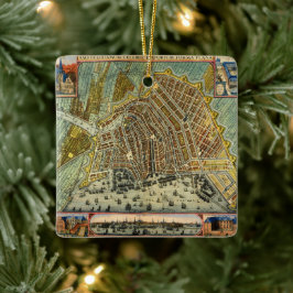 Ornamento De Cerâmica Mapa antigo de Amesterdã, Países Baixos