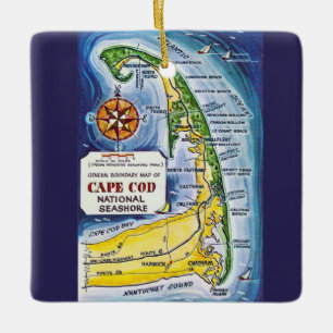 Ornamento De Cerâmica Mapa Antigo de Cape Cod