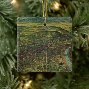 Ornamento De Cerâmica Mapa Antigo de Los Angeles, Califórnia e Rio