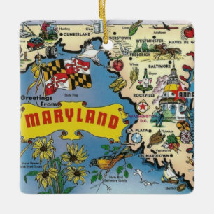 Ornamento De Cerâmica Mapa Antigo de Maryland 