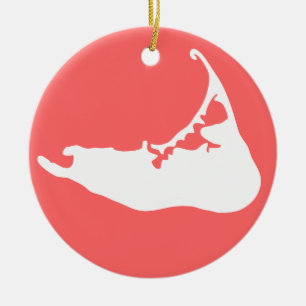 Ornamento De Cerâmica Mapa branco da ilha de Nantucket, Massachusetts
