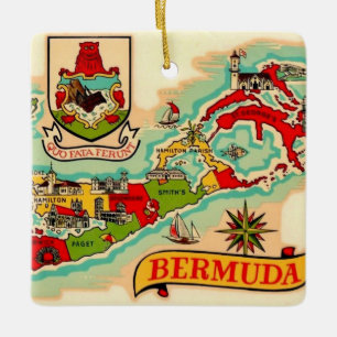 Ornamento De Cerâmica Mapa Clássico Antigo das Bermudas