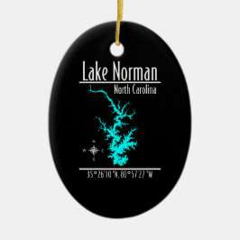 Ornamento De Cerâmica Mapa Coordenadas do Lago Norman Carolina do Norte