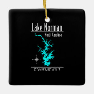 Ornamento De Cerâmica Mapa Coordenadas do Lago Norman Carolina do Norte