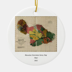 Ornamento De Cerâmica Mapa da avaliação de Maui - Havaí do Antiquaria