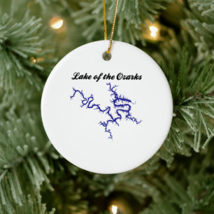 Ornamento De Cerâmica Mapa da Costa Azul do Lago Ozarks Missouri