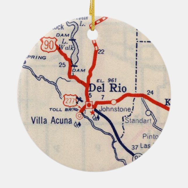 Ornamento De Cerâmica Mapa da Del Rio 1948 (Traseira)
