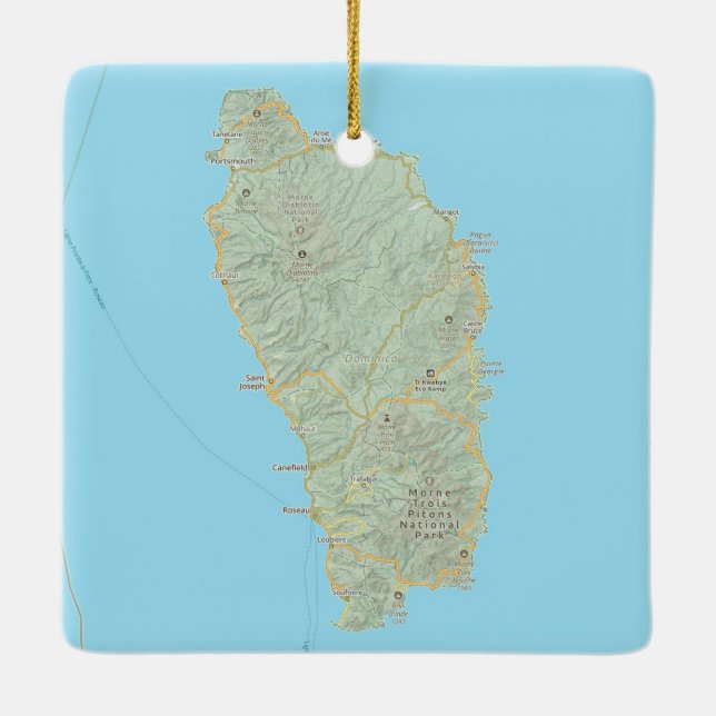 Ornamento De Cerâmica Mapa da Dominica West Indies (Verso)