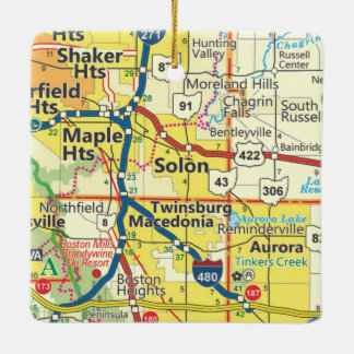 Ornamento De Cerâmica Mapa da estrada de Solon Ohio