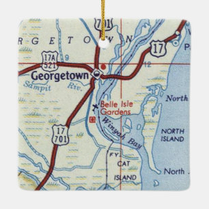 Ornamento De Cerâmica Mapa da Georgetown SC Vintage