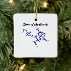 Ornamento De Cerâmica Mapa da Margem Azul do Lago dos Ozarks Missouri