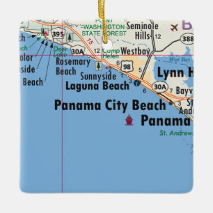 Ornamento De Cerâmica Mapa da Praia da Cidade do Panamá