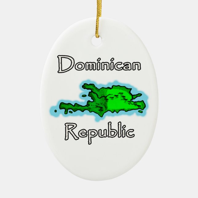 Ornamento De Cerâmica Mapa da República Dominicana (Frente)