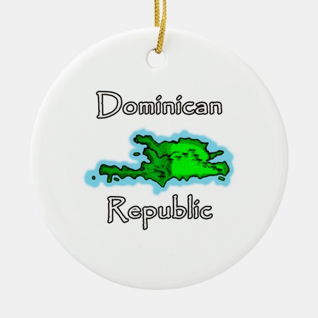 Ornamento De Cerâmica Mapa da República Dominicana (Frente)