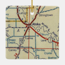 Mapa da Vintage da Atoka OK