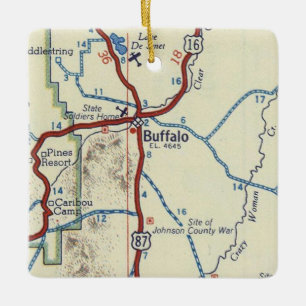 Ornamento De Cerâmica Mapa da Vintage de Buffalo WY