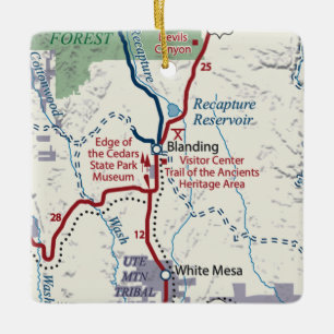 Ornamento De Cerâmica Mapa da Vintage de Utah em Banding