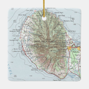 Ornamento De Cerâmica Mapa da Vintage de West Maui