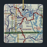 Ornamento De Cerâmica Mapa da Vintage do Branson MO<br><div class="desc">O Enfeites de natal de Branson Missouri fez com um mapa antigo da década de 1950,  antes das autoestradas interestaduais.</div>