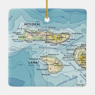 Ornamento De Cerâmica Mapa da Vintagem de Molokai