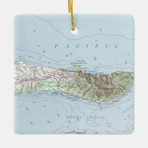 Ornamento De Cerâmica Mapa da Vintagem de Molokai