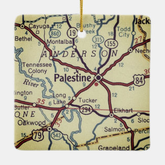 Ornamento De Cerâmica Mapa da Vintagem do TX Palestino