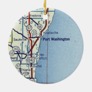 Ornamento De Cerâmica Mapa da WI de Port Washington