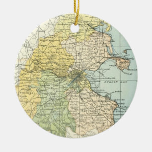 Ornamento De Cerâmica Mapa das Vintagens de Dublin e zonas circundantes