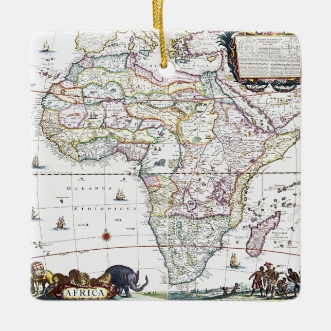 Ornamento De Cerâmica Mapa de África | 1696 (Frente)