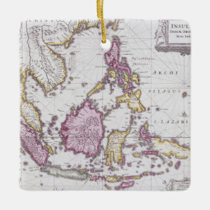 Ornamento De Cerâmica Mapa de China & de Indonésia 1710