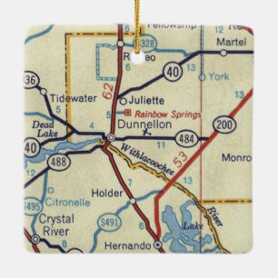 Ornamento De Cerâmica Mapa de Dunnellon Florida
