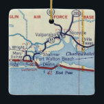 Ornamento De Cerâmica Mapa de Fort Walton Beach Vintage<br><div class="desc">Fort Walton Beach FL Enfeites de natal feito com mapa de safra da década de 1950,  antes das autoestradas interestaduais.</div>