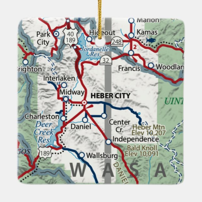 Ornamento De Cerâmica Mapa de Heber City Utah (Verso)