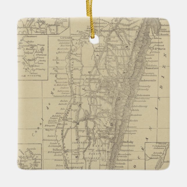 Ornamento De Cerâmica Mapa de Madagascar (Frente)