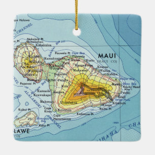 Ornamento De Cerâmica Mapa de Maui Vintage
