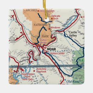 Ornamento De Cerâmica Mapa de Moab Utah
