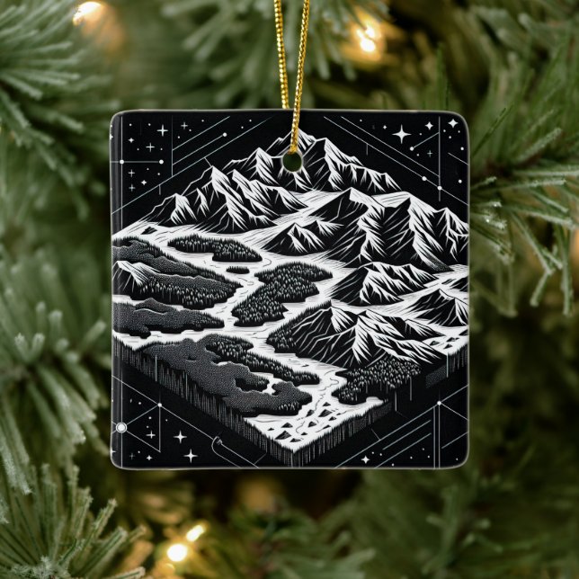 Ornamento De Cerâmica Mapa de Montanha Mágica (Árvore)