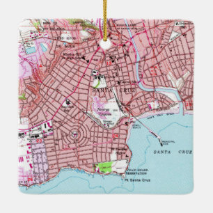 Ornamento De Cerâmica Mapa de papais noeis Cruz CA 1955