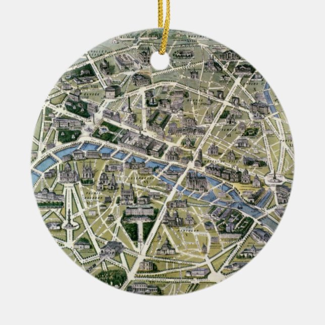 Ornamento De Cerâmica Mapa de Paris durante o período dos Grands (Frente)